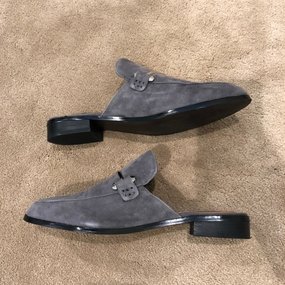 Steve Madden gray slip-on flat mules